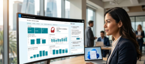 Directiva revisando analíticas y descripción de productos automatizada por Inteligencia Artificial con Microsoft Copilot en el ERP Dynamics 365 Business Central.